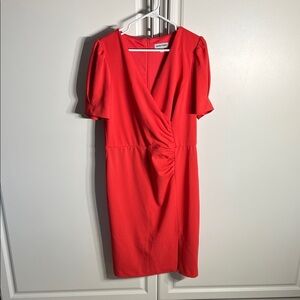 Shelby & Palmer orange Midi Wrap-Style Dress